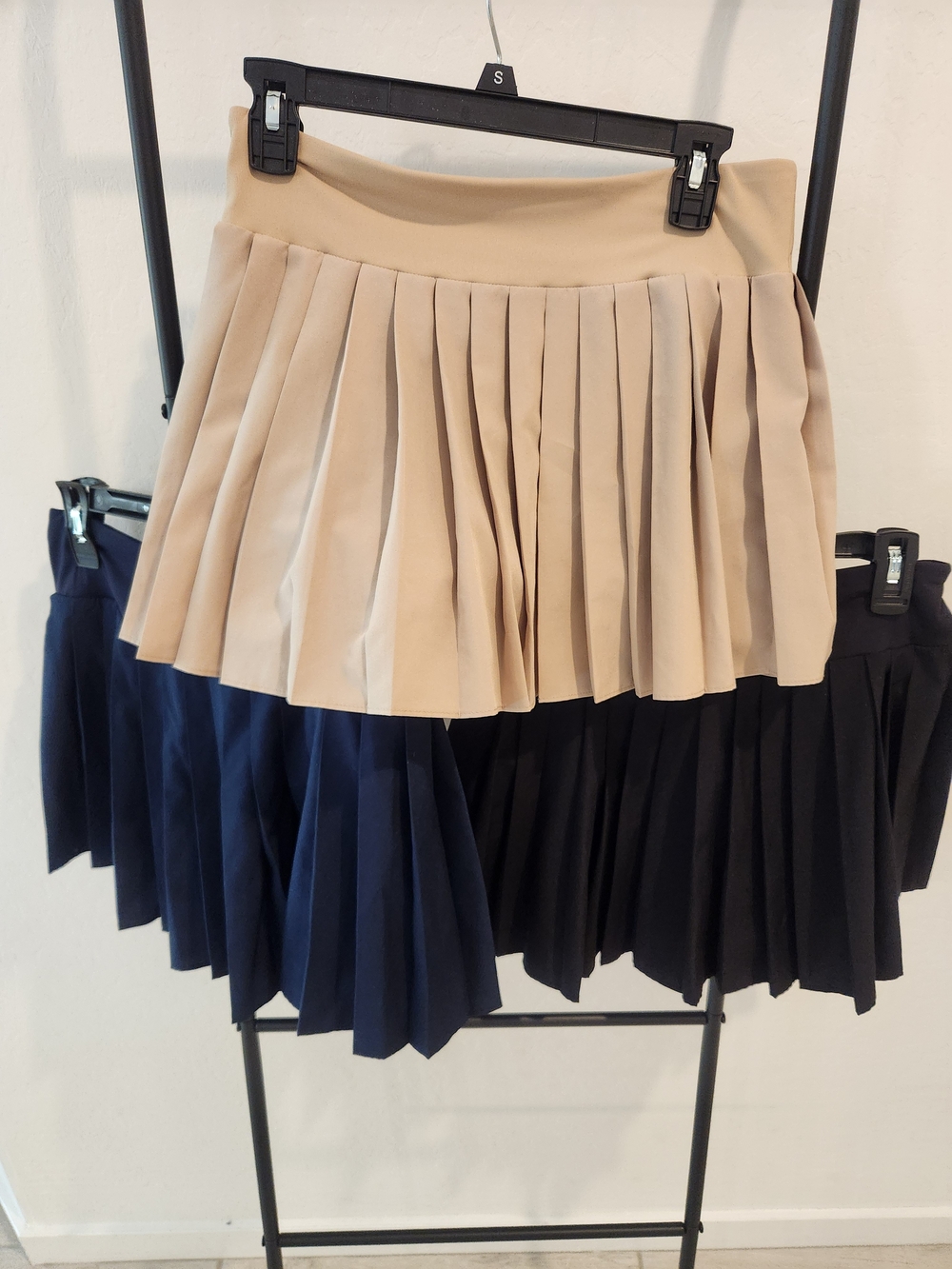 Uniform Skirt Girls Pleated Mini Skirt in Navy Black And Oat - School Uniform